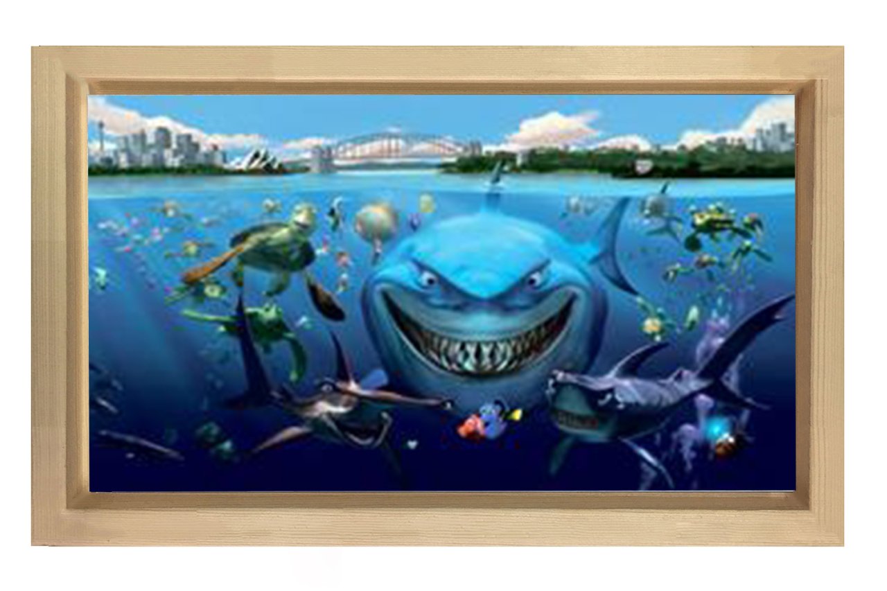 Kayıp Balık Nemo Animasyonu Tablosu Naturel Ahşap Çerçeve - 50x70