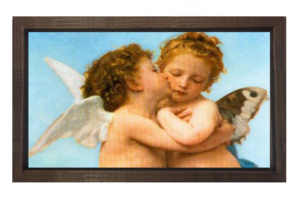 Melekler Tablosu Kahverengi Ahşap - 100x150
