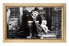 Charlie Chaplin Tablosu Naturel Ahşap Çerçeve - 100x200