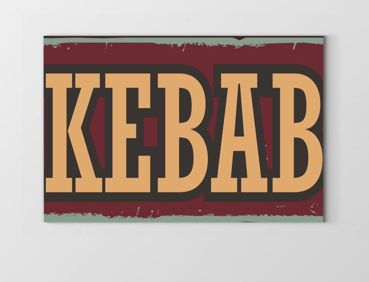 Vintage Kebab Reklam Afişi Tablosu Çerçevesiz - 50x90