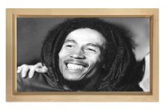 Bob Marley Siyah Beyaz Tablosu Naturel Ahşap Çerçeve - 50x70