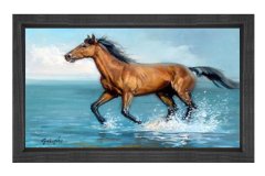 At ve Deniz Tablosu Siyah Ahşap Çerçeve - 50x70
