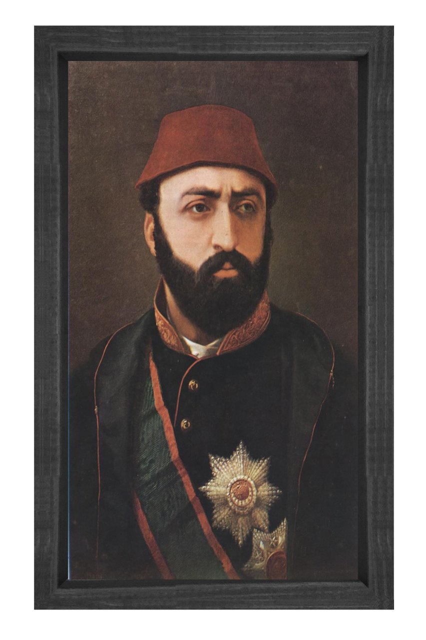 Sultan Abdülaziz Tablosu Siyah Ahşap Çerçeve - 70x100