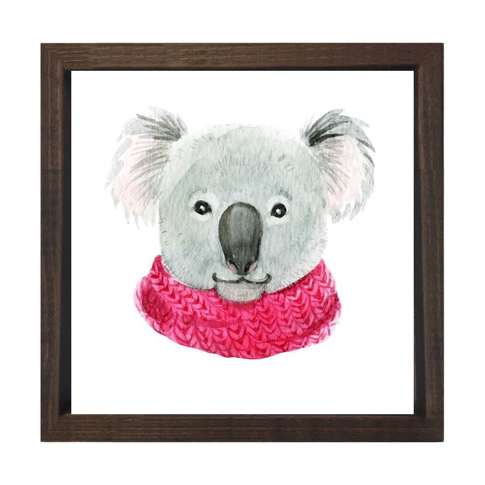 Sevimli Koala Tablosu Kahverengi Ahşap Çerçeve - 90x90