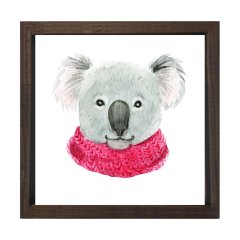 Sevimli Koala Tablosu Kahverengi Ahşap Çerçeve - 90x90