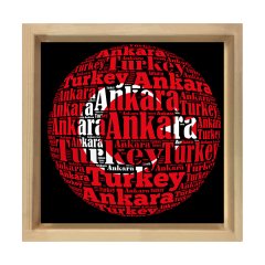 Türk Bayrağı Tipografi Tablosu Naturel Ahşap Çerçeve - 90x90