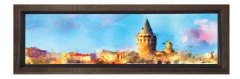 İstanbul Manzarası Tablosu Kahverengi Ahşap Çerçeve - 120x40