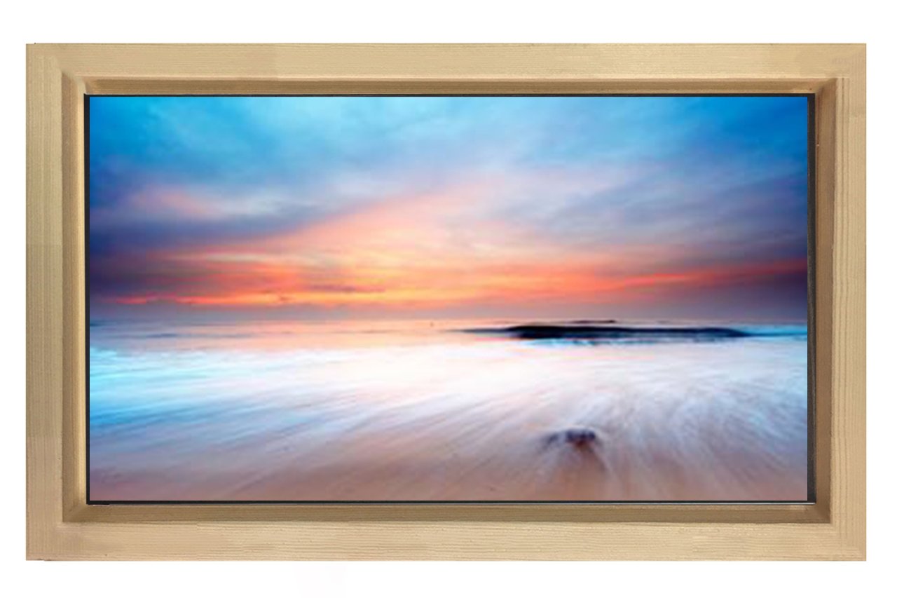 Koyu Bulutlar ve Sisli Deniz Tablosu Naturel Ahşap - 45x30