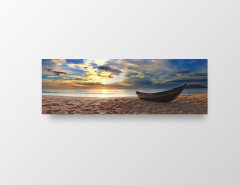 Kumsal Ve Kayık Tablosu Çerçevesiz - 180x60