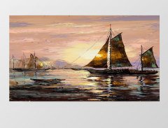 Gün Doğumu Gemi Tablosu Çerçevesiz - 100x200