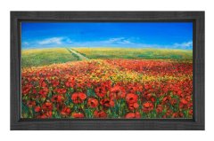 Gelincik Tarlası Manzara Tablosu Siyah Ahşap - 45x30