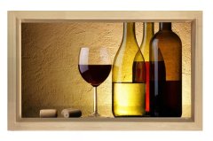 Dekoratif Şarap Ve Şiseleri Tablosu Naturel Ahşap - 50x90