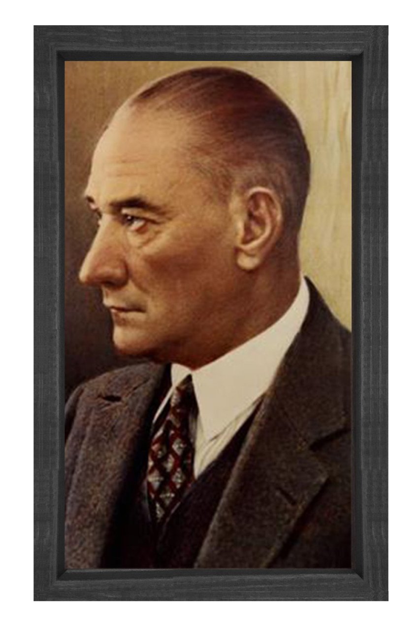 Atatürk Tablosu Siyah Ahşap - 100x200
