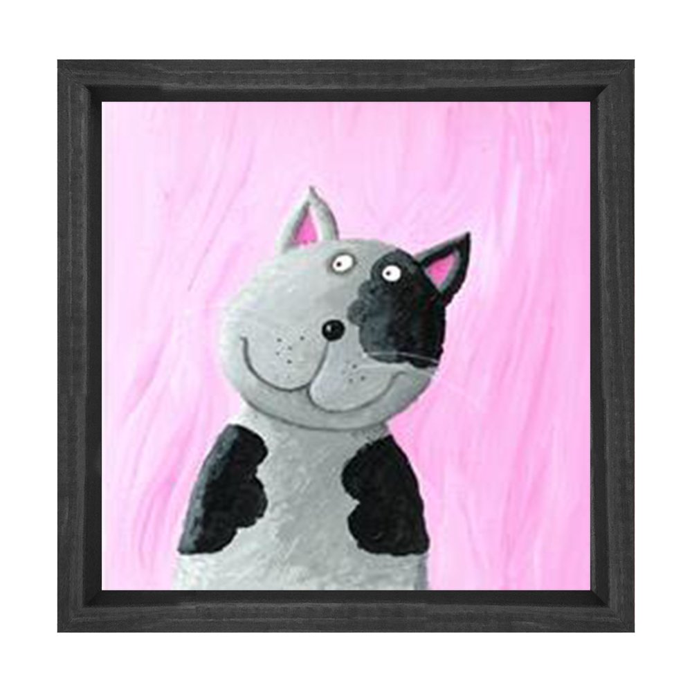 Kedi Tablosu Siyah Ahşap Çerçeve - 40x40