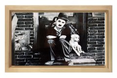 Charlie Chaplin Tablosu Naturel Ahşap Çerçeve - 70x100