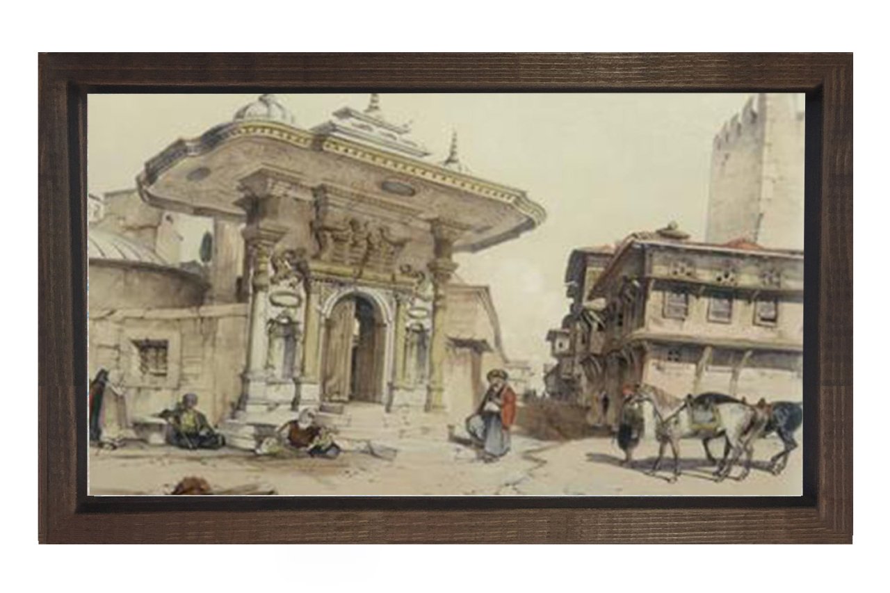 Osmanlı İstanbulu Tablosu Kahverengi Ahşap Çerçeve - 100x150