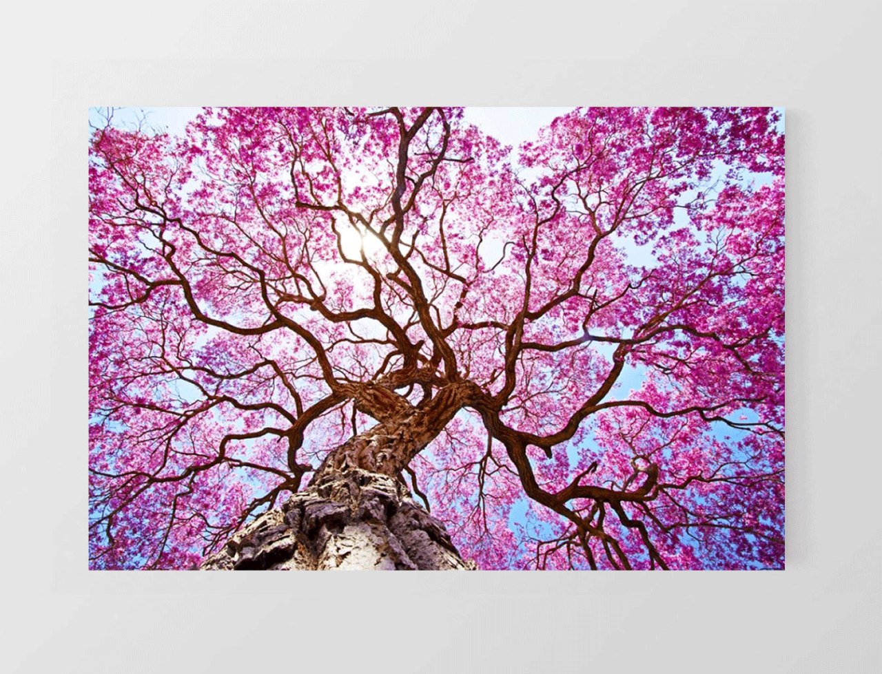 Mor Pembe Ağac Tablosu Çerçevesiz - 45x30