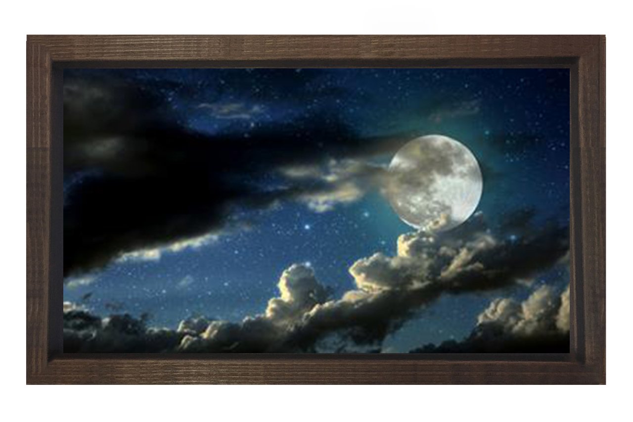 Gece Gökyüzü Manzarası Tablosu Kahverengi Ahşap - 100x150
