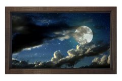 Gece Gökyüzü Manzarası Tablosu Kahverengi Ahşap - 100x200