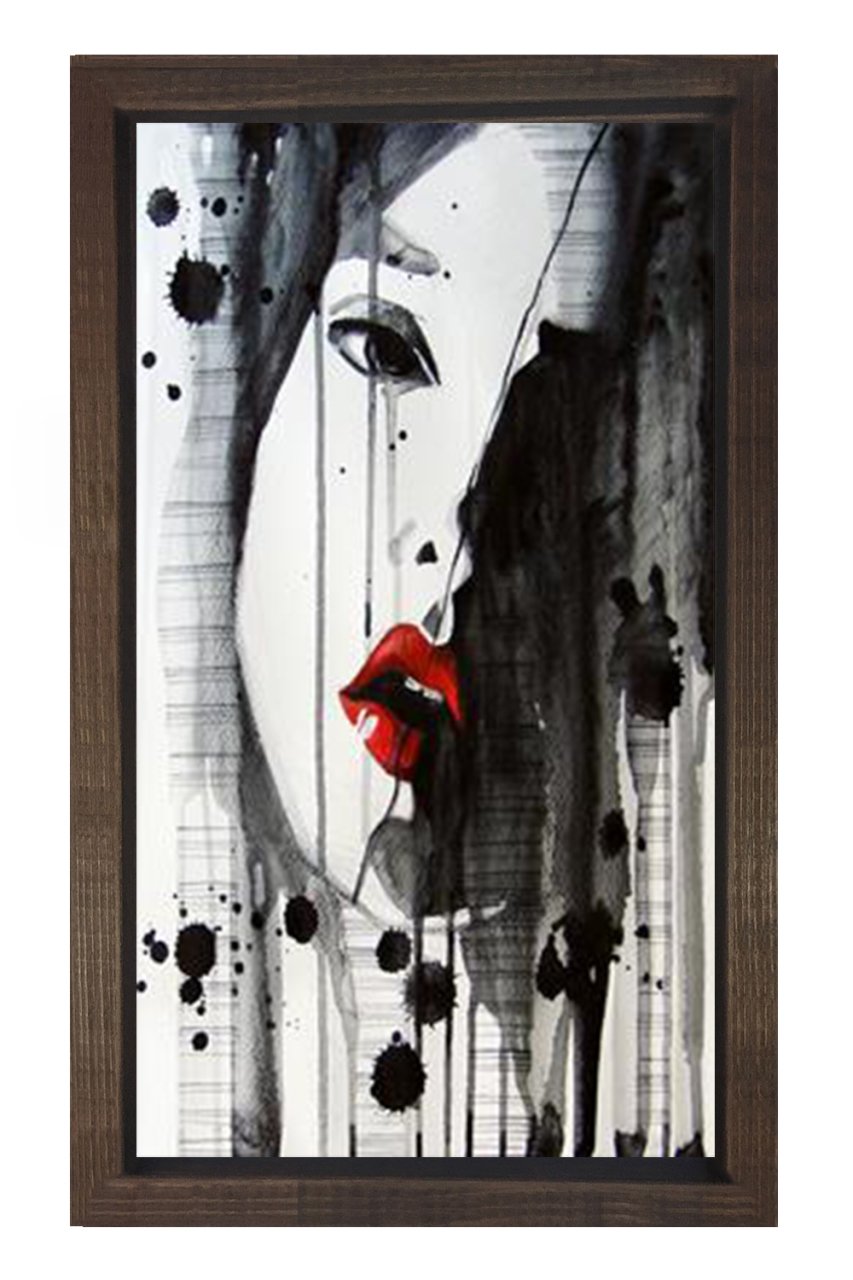 Kadın Yüzü Tablosu Kahverengi Ahşap Çerçeve - 100x150