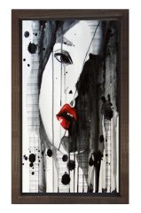 Kadın Yüzü Tablosu Kahverengi Ahşap Çerçeve - 100x150