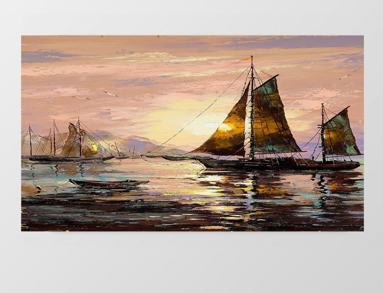 Gün Doğumu Gemi Tablosu Çerçevesiz - 50x70