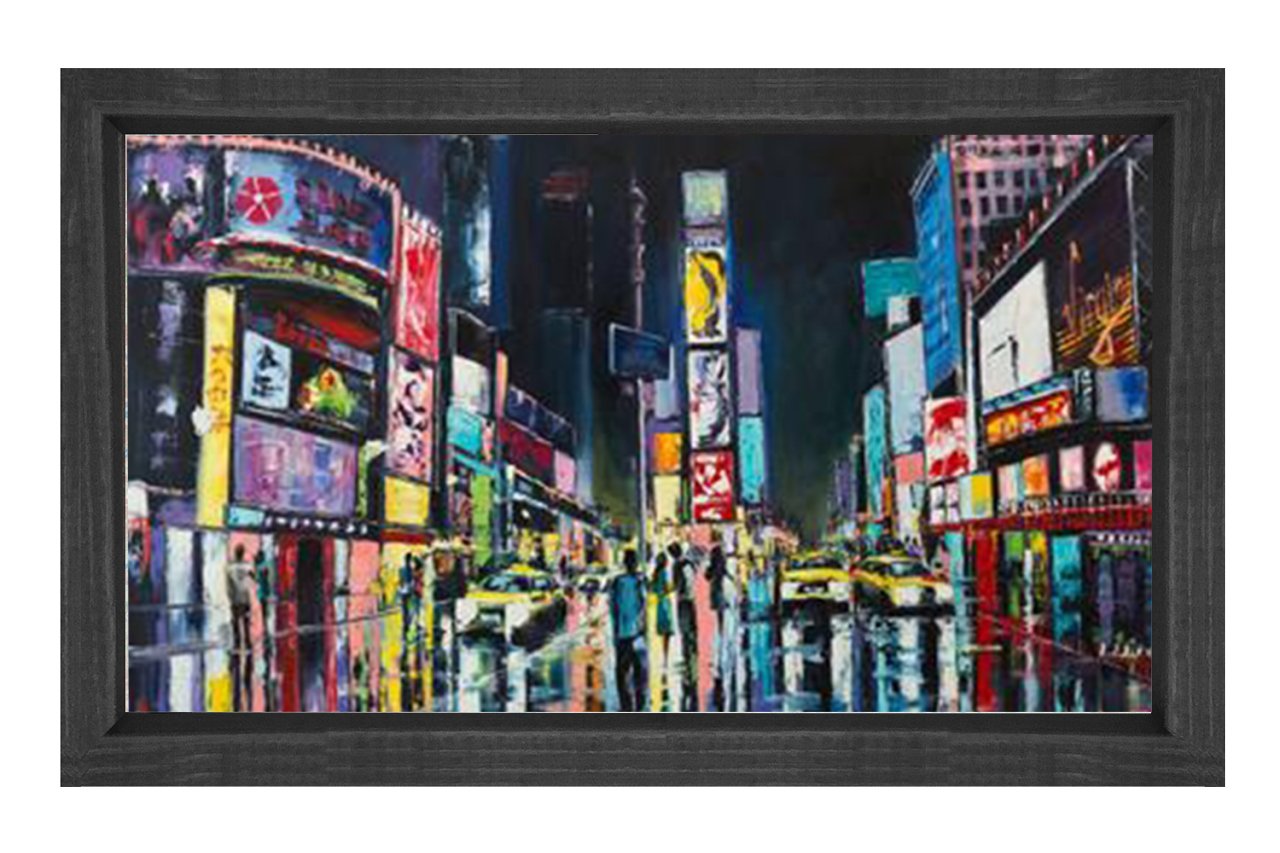 New York Times Tablosu Siyah Ahşap Çerçeve - 50x90
