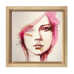 Kadın Yüzü Tablosu Naturel Ahşap Çerçeve - 60x60