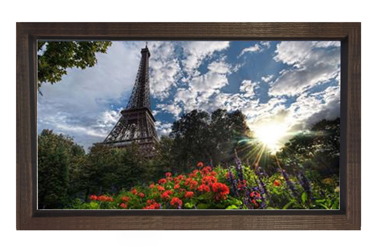 Eiffel Kulesi Paris Tablosu Kahverengi Ahşap Çerçeve - 45x30