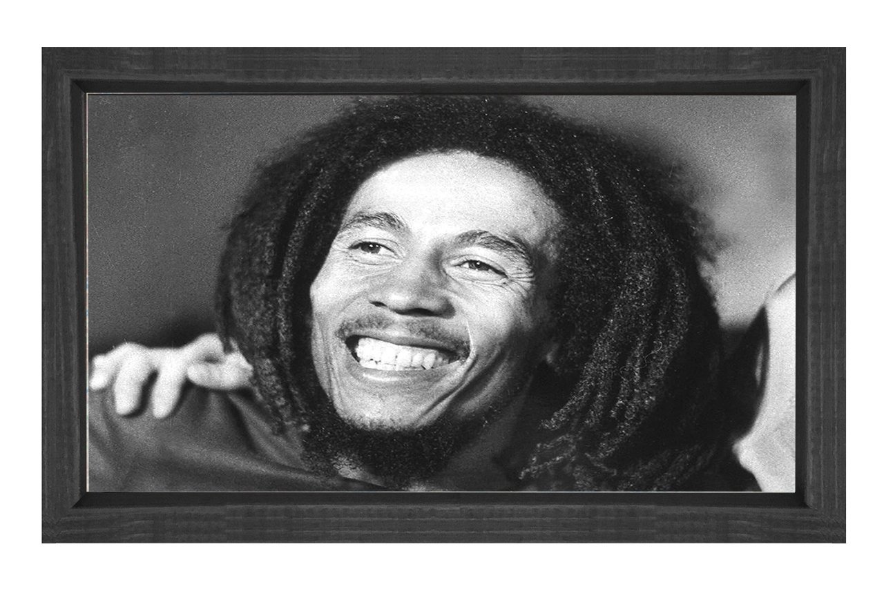 Bob Marley Siyah Beyaz Tablosu Siyah Ahşap Çerçeve - 50x90