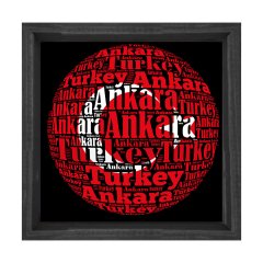 Türk Bayrağı Tipografi Tablosu Siyah Ahşap Çerçeve - 70x70