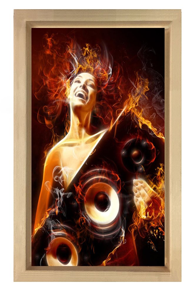 Bas Hoporlör Ve Kadın Tablosu Naturel Ahşap Çerçeve - 50x70