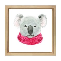 Sevimli Koala Tablosu Naturel Ahşap Çerçeve - 80x80