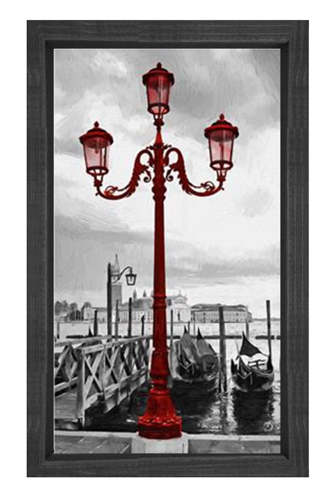 Siyah beyaz Kırmızı Lamba Tablosu Siyah Ahşap Çerçeve - 100x200