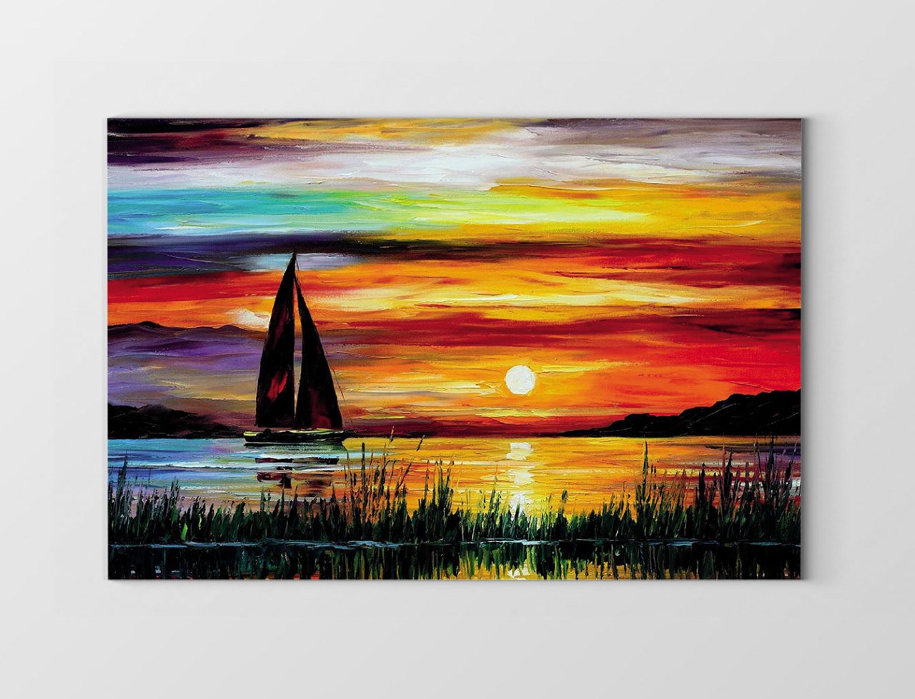Yelkenli Gemi Yağlı Boya Tablosu Çerçevesiz - 100x200