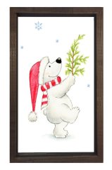 Yılbaşı Ayıcığı Tablosu Kahverengi Ahşap Çerçeve - 50x70
