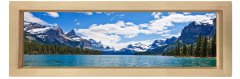 Göl ve Karlı Dağlar Tablosu Naturel Ahşap Çerçeve - 120x40