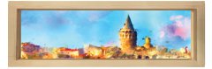 İstanbul Manzarası Tablosu Naturel Ahşap Çerçeve - 200x70