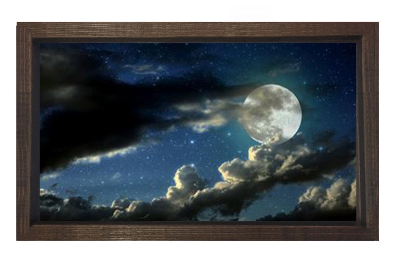 Gece Gökyüzü Manzarası Tablosu Kahverengi Ahşap - 70x100