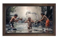 Su savaşı  Tablosu Kahverengi Ahşap Çerçeve - 50x90