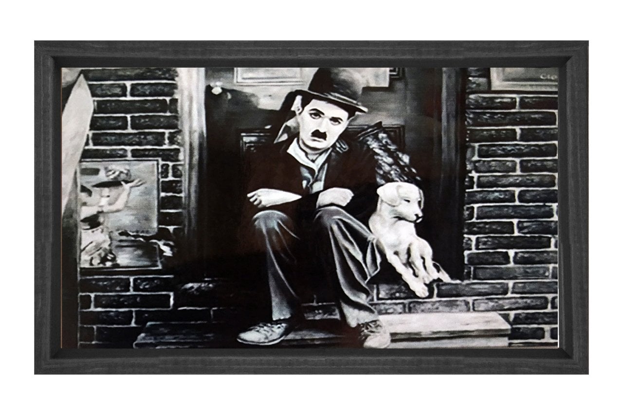 Charlie Chaplin Tablosu Siyah Ahşap Çerçeve - 70x100