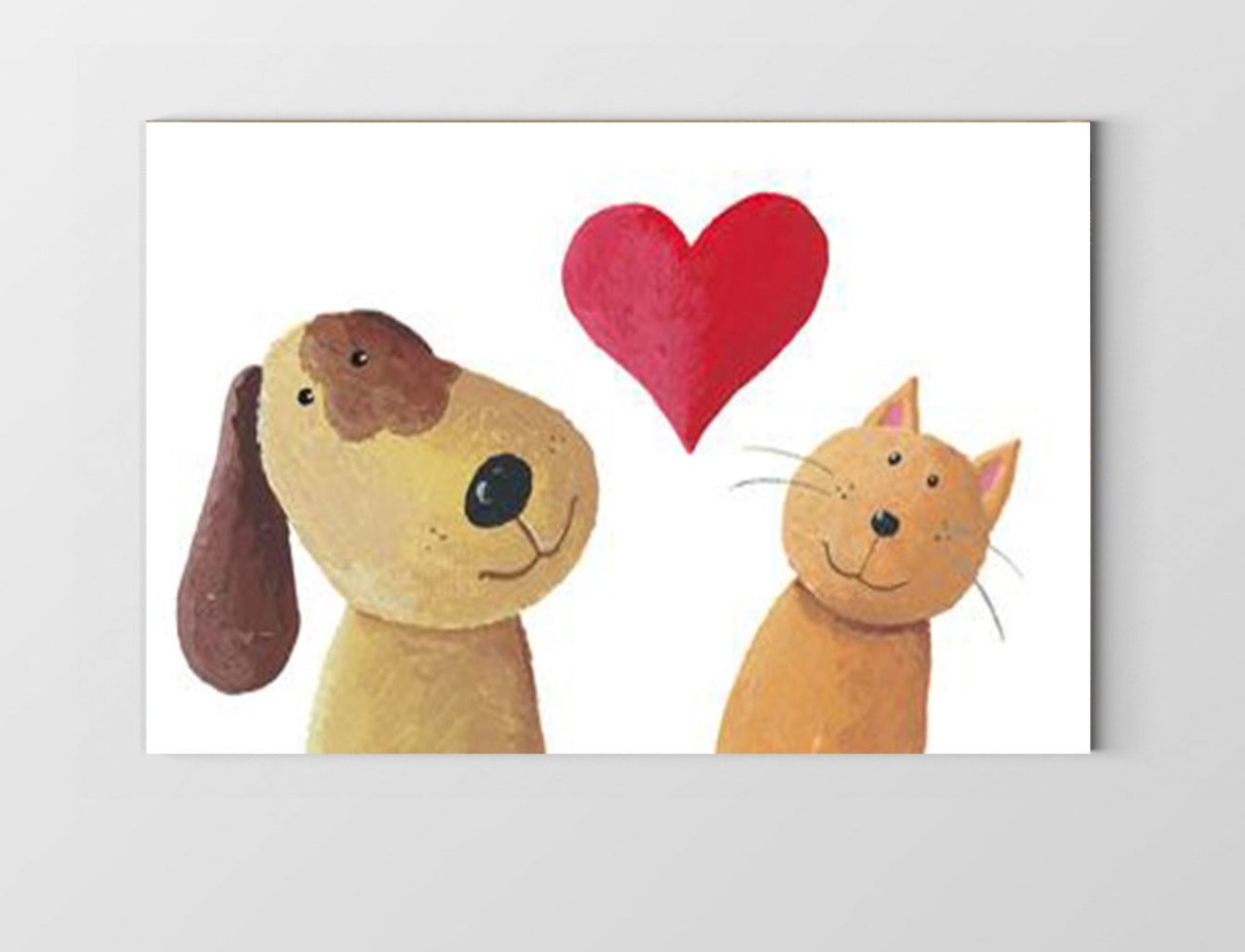 Kalpli Köpek ve Kedi Tablosu Çerçevesiz - 100x150