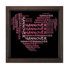 Hannover Şehri Kalp Silueti Tablosu Kahverengi Ahşap Çerçeve - 50x50