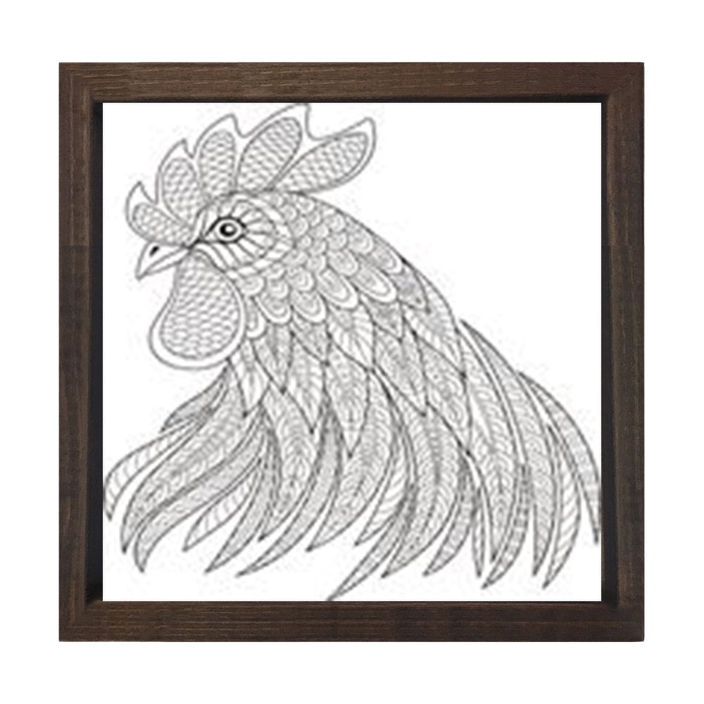 Mandala Horoz Tablosu Kahverengi Ahşap Çerçeve - 100x100