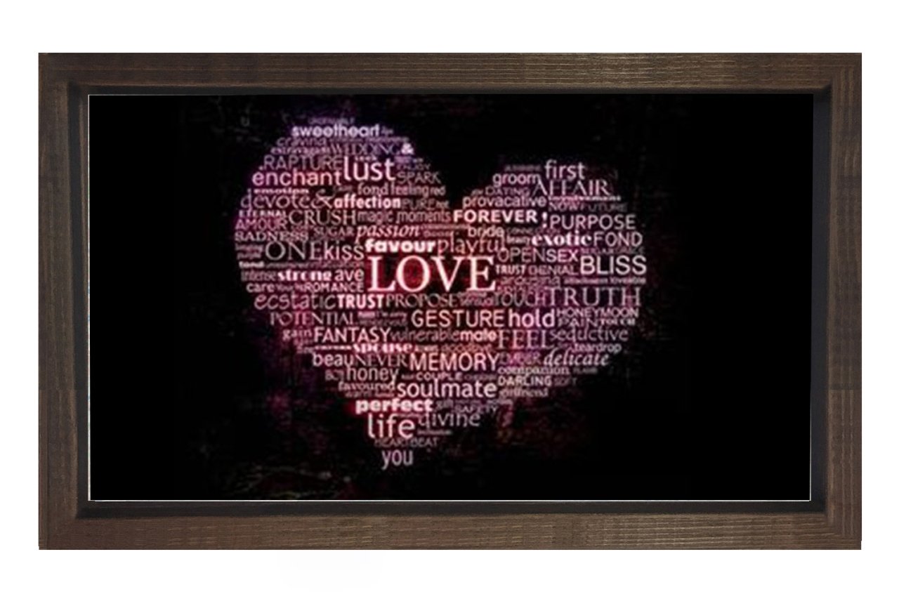 Love Tipografi Tablosu Kahverengi Ahşap - 100x150