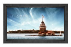 İstanbul Yazılı Kızkulesi Tablosu Siyah Ahşap Çerçeve - 45x30