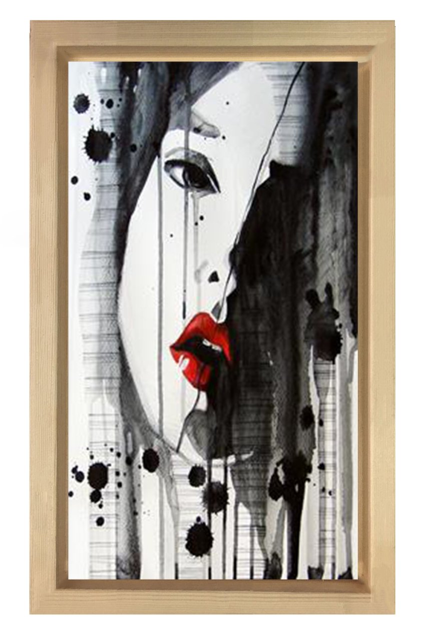 Kadın Yüzü Tablosu Naturel Ahşap Çerçeve - 100x150