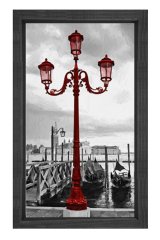 Siyah beyaz Kırmızı Lamba Tablosu Siyah Ahşap Çerçeve - 50x90
