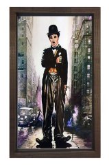 Charlie Chaplin Tablosu Kahverengi Ahşap Çerçeve - 40x60