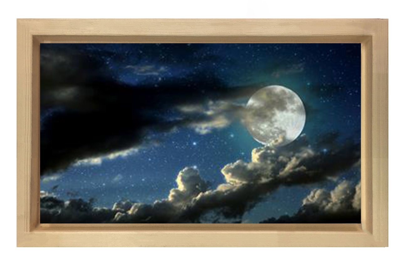 Gece Gökyüzü Manzarası Tablosu Naturel Ahşap - 40x60